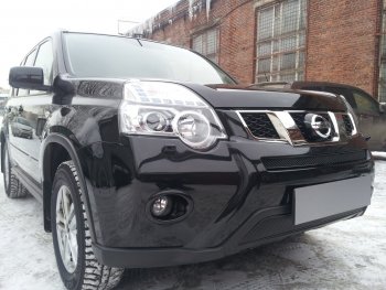 4 299 р. Защитная сетка в бампер (низ, ячейка 4х10 мм) Стрелка11 Премиум Nissan X-trail 2 T31 рестайлинг (2010-2015) (Чёрная)  с доставкой в г. Воронеж. Увеличить фотографию 4