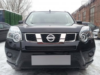 4 299 р. Защитная сетка в бампер (низ, ячейка 4х10 мм) Стрелка11 Премиум Nissan X-trail 2 T31 рестайлинг (2010-2015) (Чёрная)  с доставкой в г. Воронеж. Увеличить фотографию 3