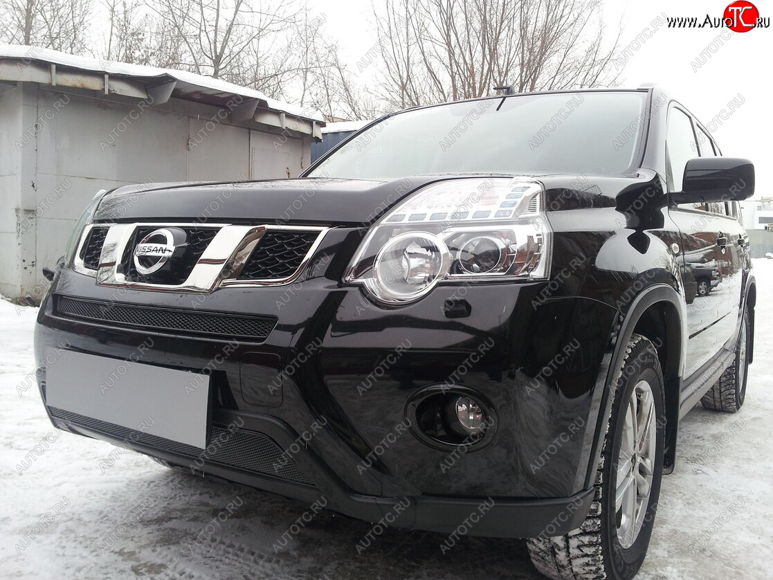 4 299 р. Защитная сетка в бампер (низ, ячейка 4х10 мм) Стрелка11 Премиум Nissan X-trail 2 T31 рестайлинг (2010-2015) (Чёрная)  с доставкой в г. Воронеж