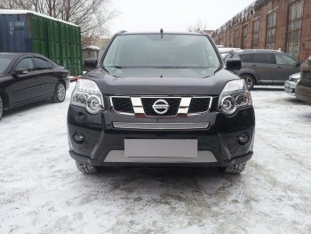 4 549 р. Защитная сетка в бампер (низ, ячейка 4х10 мм) Стрелка11 Премиум Nissan X-trail 2 T31 рестайлинг (2010-2015) (Хром)  с доставкой в г. Воронеж. Увеличить фотографию 2