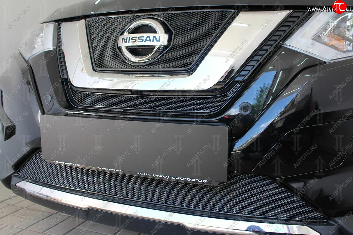 4 199 р. Защитная сетка в бампер (низ, ячейка 4х10 мм) Стрелка11 Премиум  Nissan X-trail  3 T32 (2017-2022) рестайлинг (Чёрная)  с доставкой в г. Воронеж