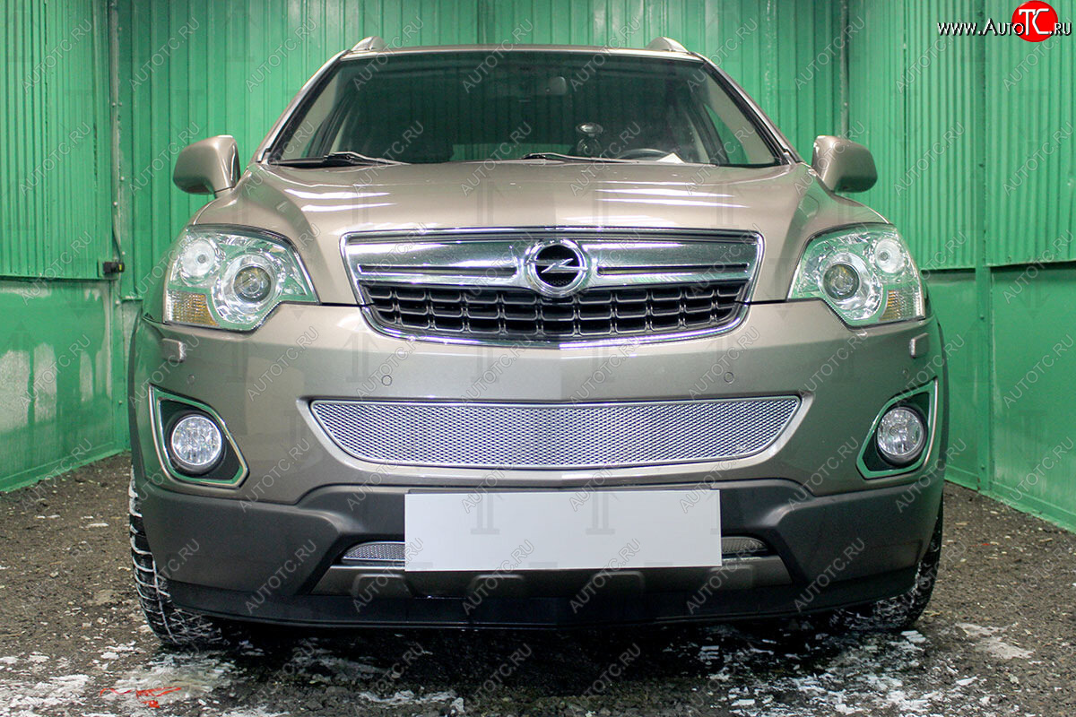 3 899 р. Защитная сетка в бампер (низ, ячейка 4х10 мм) Стрелка11 Премиум Opel Antara рестайлинг (2010-2015) (Хром)  с доставкой в г. Воронеж