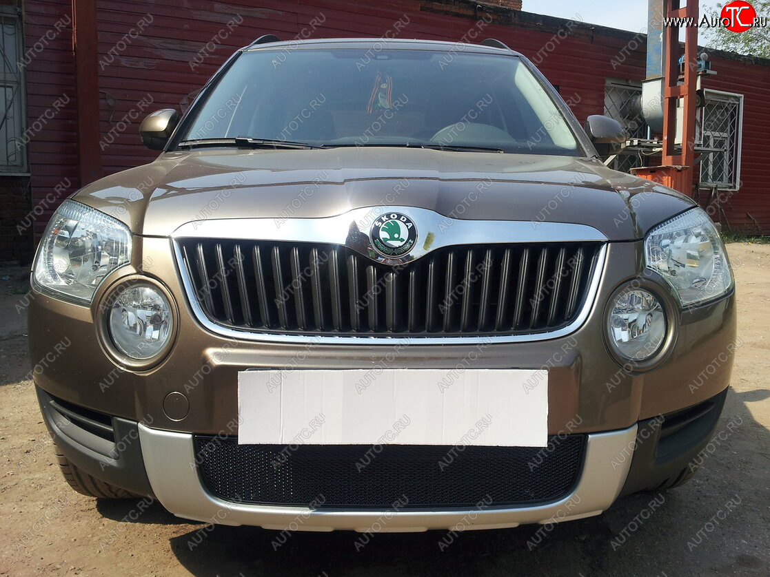 4 299 р. Защитная сетка в бампер (низ, ячейка 4х10 мм) Стрелка11 Премиум Skoda Yeti (2009-2013) (Чёрная)  с доставкой в г. Воронеж