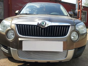 4 299 р. Защитная сетка в бампер (низ, ячейка 4х10 мм) Стрелка11 Премиум Skoda Yeti (2009-2013) (Хром)  с доставкой в г. Воронеж. Увеличить фотографию 2