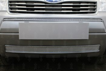 4 099 р. Защитная сетка в бампер (низ, ячейка 4х10 мм) Стрелка11 Премиум  Subaru Forester  SH (2008-2013) (Хром)  с доставкой в г. Воронеж. Увеличить фотографию 2