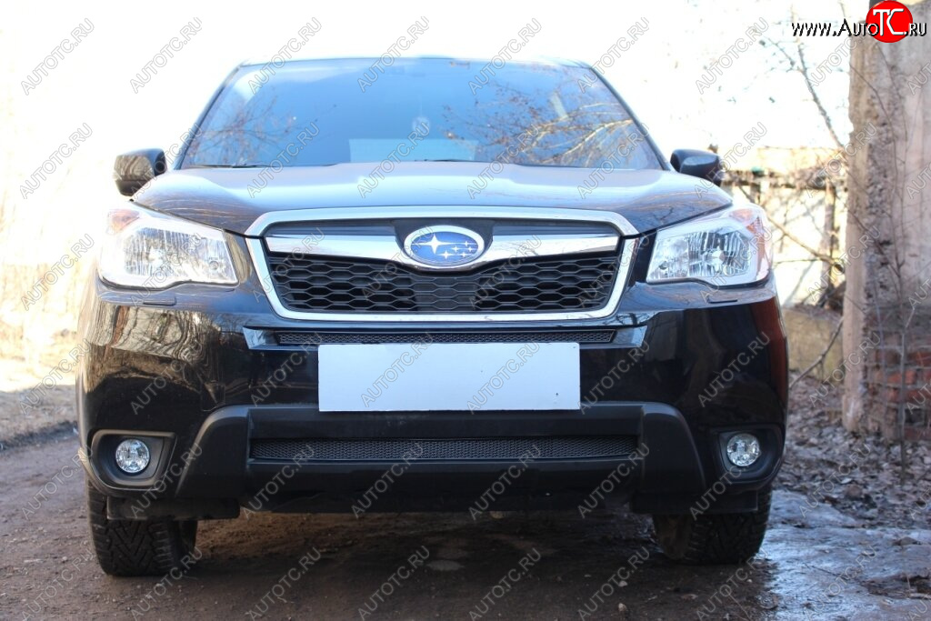 3 599 р. Защитная сетка в бампер (низ, ячейка 4х10 мм) Стрелка11 Премиум Subaru Forester SJ дорестайлинг (2012-2016) (Чёрная)  с доставкой в г. Воронеж