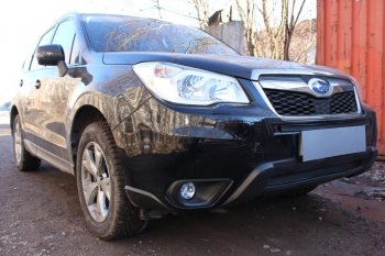 3 599 р. Защитная сетка в бампер (низ, ячейка 4х10 мм) Стрелка11 Премиум Subaru Forester SJ дорестайлинг (2012-2016) (Чёрная)  с доставкой в г. Воронеж. Увеличить фотографию 2