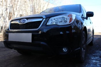 3 599 р. Защитная сетка в бампер (низ, ячейка 4х10 мм) Стрелка11 Премиум Subaru Forester SJ дорестайлинг (2012-2016) (Чёрная)  с доставкой в г. Воронеж. Увеличить фотографию 3