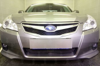 Защитная сетка в бампер (низ, ячейка 4х10 мм) Стрелка11 Премиум Subaru Legacy  BM/B14 (2009-2013) дорестайлинг седан (Чёрная)