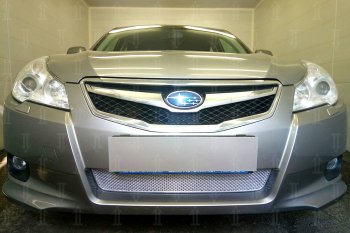 Защитная сетка в бампер (низ, ячейка 4х10 мм) Стрелка11 Премиум Subaru Legacy  BM/B14 (2009-2013) дорестайлинг седан (Хром)