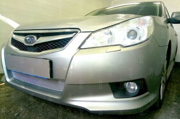 4 299 р. Защитная сетка в бампер (низ, ячейка 4х10 мм) Стрелка11 Премиум Subaru Legacy BM/B14 дорестайлинг седан (2009-2013) (Хром)  с доставкой в г. Воронеж. Увеличить фотографию 4
