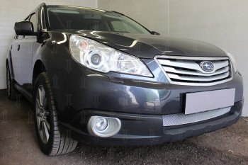 4 299 р. Защитная сетка в бампер (низ, ячейка 4х10 мм) Стрелка11 Премиум Subaru Outback BR/B14 дорестайлинг универсал (2009-2013) (Хром)  с доставкой в г. Воронеж. Увеличить фотографию 4
