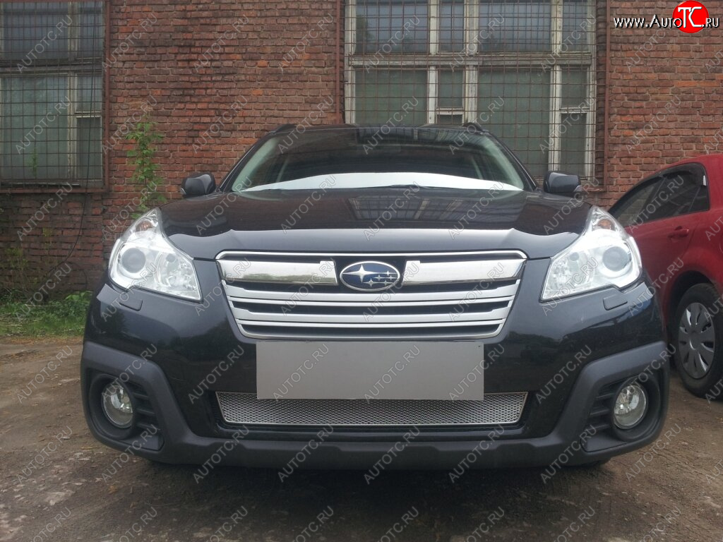 4 299 р. Защитная сетка в бампер (низ, ячейка 4х10 мм) Стрелка11 Премиум  Subaru Outback  BR, (2012-2015) B14)  рестайлинг универсал (Хром)  с доставкой в г. Воронеж
