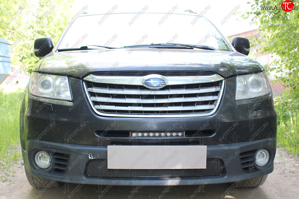 3 899 р. Защитная сетка в бампер (низ, ячейка 4х10 мм) Стрелка11 Премиум  Subaru Tribeca (2008-2014) (Чёрная)  с доставкой в г. Воронеж