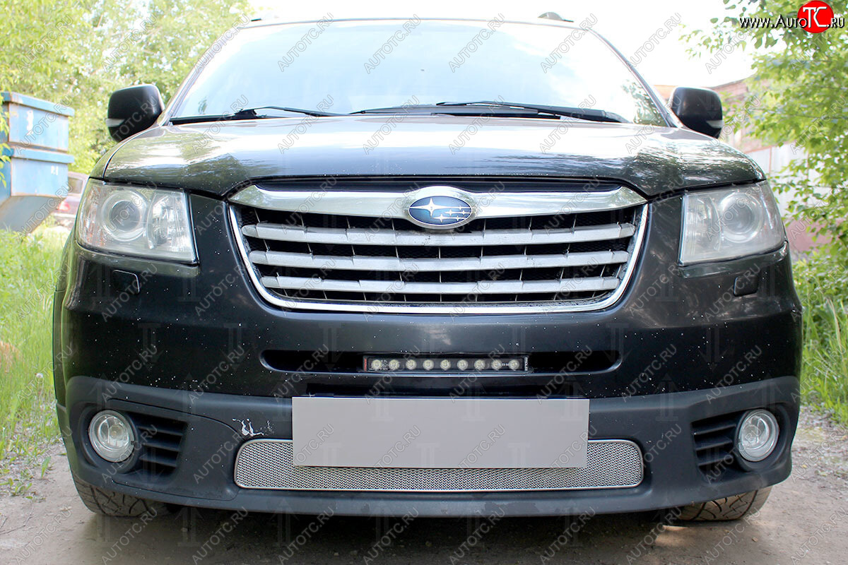 4 099 р. Защитная сетка в бампер (низ, ячейка 4х10 мм) Стрелка11 Премиум Subaru Tribeca (2008-2014) (Хром)  с доставкой в г. Воронеж