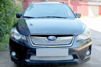 4 299 р. Защитная сетка в бампер (низ, ячейка 4х10 мм) Стрелка11 Премиум  Subaru XV  GP/G33 (2016-2017) рестайлинг (Хром)  с доставкой в г. Воронеж. Увеличить фотографию 2