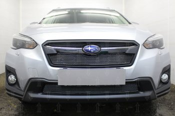 Защитная сетка в бампер (низ, ячейка 4х10 мм) Стрелка11 Премиум Subaru XV GT/G24 дорестайлинг (2017-2021) (Чёрная)