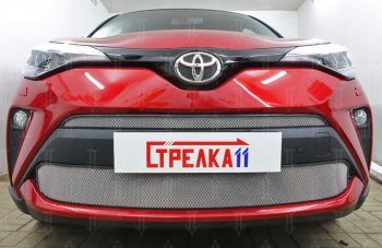 5 599 р. Защитная сетка в бампер (низ, ячейка 4х10 мм) Стрелка11 Премиум  Toyota C-HR  NGX10, ZGX10 (2019-2025) рестайлинг (Хром)  с доставкой в г. Воронеж. Увеличить фотографию 2