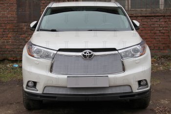 Защитная сетка в бампер (низ, ячейка 4х10 мм) Стрелка11 Премиум Toyota Highlander  XU50 (2013-2017) дорестайлинг (Хром)