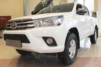 4 299 р. Защитная сетка в бампер (низ, ячейка 4х10 мм) Стрелка11 Премиум Toyota Hilux AN120 дорестайлинг (2016-2020) (Чёрная)  с доставкой в г. Воронеж. Увеличить фотографию 2