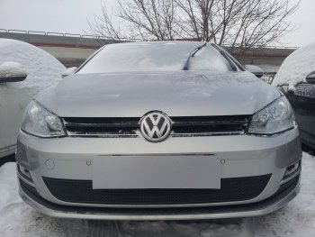 Защитная сетка в бампер (низ, ячейка 4х10 мм) Стрелка11 Премиум Volkswagen Golf 7 рестайлинг, хэтчбэк 5 дв. (2017-2020) (Чёрная)
