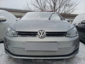 Защитная сетка в бампер (низ, ячейка 4х10 мм) Стрелка11 Премиум Volkswagen Golf 7 рестайлинг, хэтчбэк 5 дв. (2017-2020) (Хром)