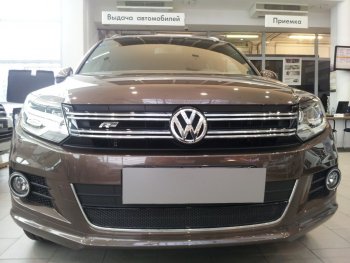 Защитная сетка в бампер (низ, ячейка 4х10 мм) Стрелка11 Премиум Volkswagen Tiguan NF рестайлинг (2011-2017) ()