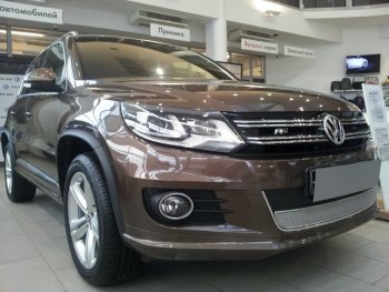 3 999 р. Защитная сетка в бампер (низ, ячейка 4х10 мм) Стрелка11 Премиум  Volkswagen Tiguan  NF (2011-2017) рестайлинг (Хром)  с доставкой в г. Воронеж. Увеличить фотографию 2