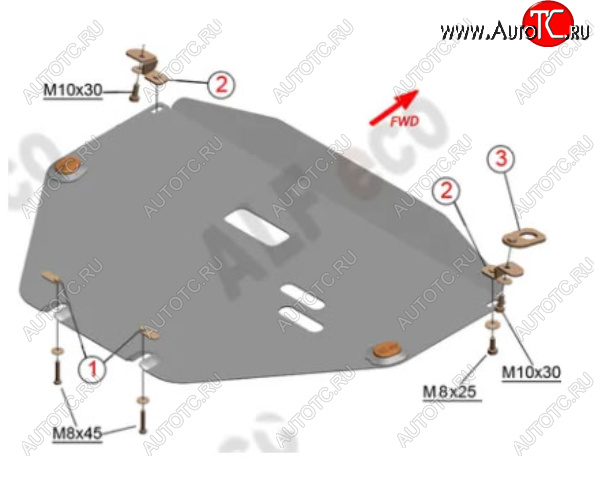 10 199 р. Защита картера двигателя и КПП Alfeco  Honda CR-V  RW,RT (2016-2022) дорестайлинг, рестайлинг (Алюминий 3 мм)  с доставкой в г. Воронеж