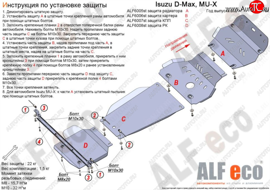 12 099 р. Защита КПП ALFECO  Isuzu mu-X  TF (2021-2023) (Алюминий 4 мм)  с доставкой в г. Воронеж