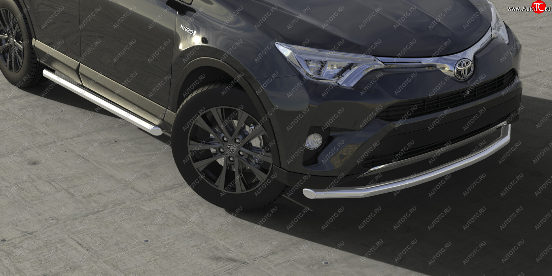 4 649 р. Защита переднего бампера d57 Arbori нерж. сталь для TOYOTA RAV4 2015-2018  Тойота Рав 4 Arbori afzdatr41502  с доставкой в г. Воронеж