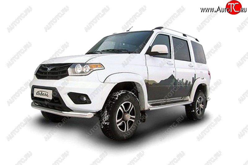 20 399 р. Защита переднего бампера d76 Arbori нерж. сталь для UAZ PATRIOT 2014-нв  Патриот Arbori afzdaup1402  с доставкой в г. Воронеж