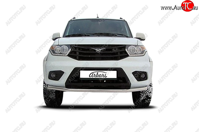 8 849 р. Защита переднего бампера d57 Arbori нерж. сталь для UAZ PATRIOT 2014-нв  Патриот Arbori afzdaup1404  с доставкой в г. Воронеж