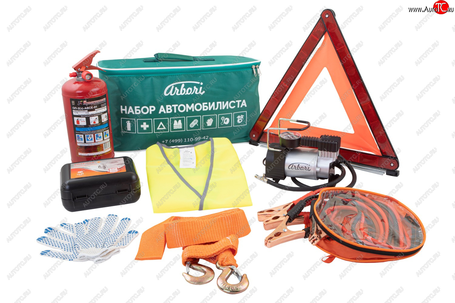 6 599 р. Автомобильный набор ARBORI Extra (Basic + трос 5 т, компрессор 35 л, провода) Arbori afek.extra.01  с доставкой в г. Воронеж