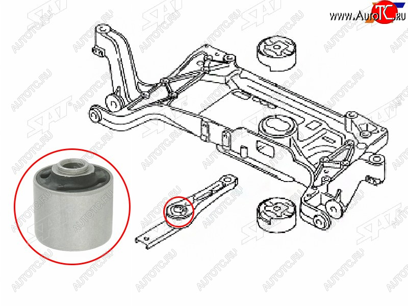 689 р. Сайлентблок Audi A3 03-13  Q3 11-19  Skoda Octavia 04-13  Volkswagen Golf 03-19  Jetta 05-19  P SAT ST-3C0199855JC  с доставкой в г. Воронеж