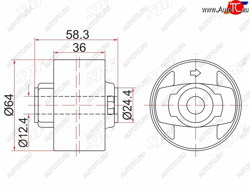 529 р. Сайлентблок Toyota Corolla (E150) 06-13  RAV4 (XA30) 05-13  Lexus NX 14-17  Toyota Auris 06-12  SAT ST-41651-42120  с доставкой в г. Воронеж