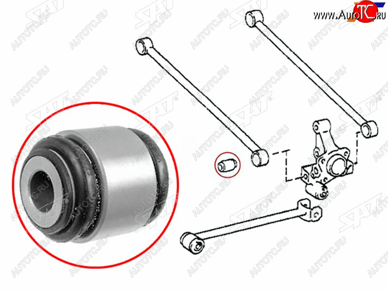 339 р. Сайлентблок Toyota Caldina (T190,T210) 92-02  Camry (XV20) 86-02  Vista 86-98  Camry 96-01 (Зад) SAT ST-42210-14010  с доставкой в г. Воронеж