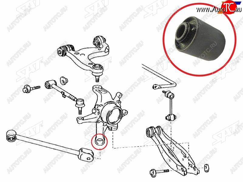 369 р. Сайлентблок Toyota Crown 99-08  Mark II (X110) 00-04  RAV4 (XA30,XA40) 05-19  Lexus GS 97-04  IS SAT ST-42305-51010F  с доставкой в г. Воронеж