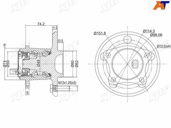 3 599 р. Ступичный узел задн.лев TOYOTA WINDOM MCV30CAMRY ACV40 SAT ST-42460-06010  с доставкой в г. Воронеж. Увеличить фотографию 1