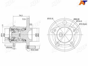 3 599 р. Ступичный узел задн.прав TOYOTA WINDOM MCV30CAMRY ACV40 SAT ST-42450-06040  с доставкой в г. Воронеж. Увеличить фотографию 1