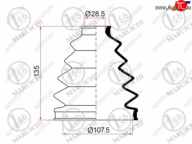 1 099 р. Пыльник ШРУСа наружный TOYOTA LAND CRUISER 100 ##J101 98-07 MARUICHI 02-145  с доставкой в г. Воронеж