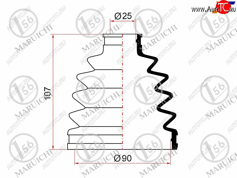 639 р. Пыльник ШРУСа наружный TOYOTA CAMRY ACV4# 06-09RAV4 ACA2# 2AZFE 03-05IPSUM ACM2# 01-09HONDA ACCOR MARUICHI 02-164  с доставкой в г. Воронеж