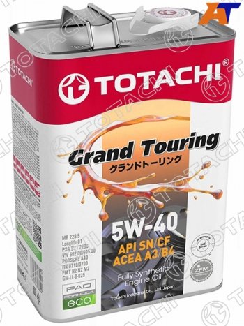 4 399 р. Масло моторное синтетическое TOTACHI Grand Touring 5W-40 SNCF, A3B4 4л TOTACHI 11904  с доставкой в г. Воронеж. Увеличить фотографию 2