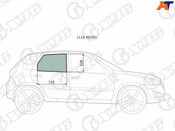2 539 р. Стекло боковое опускное (Сзади Справа Цвет зеленый) Datsun mi-Do 14-21  on-DO 14-19  LADA Granta XYG 1118 RD/RH  с доставкой в г. Воронеж. Увеличить фотографию 1