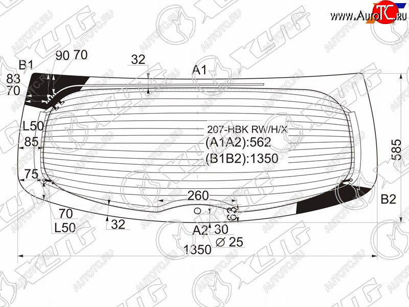 11 999 р. Стекло заднее с обогревом PEUGEOT 207 3/5D HBK 06-12 XYG 207-HBK RW/H/X, 207hbkrwhx XYG 207-HBK RW/H/X  с доставкой в г. Воронеж