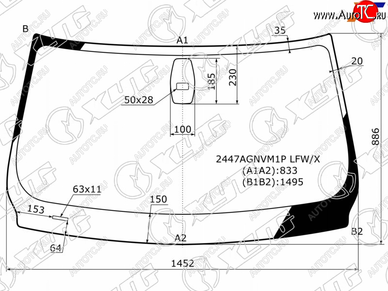 5 899 р. Стекло лобовое + дд BMW 3 SERIES E90/E91 4/5D 05-11 XYG 2447AGNVM1P LFW/X, 2447agnvm1plfwx XYG 2447AGNVM1P LFW/X  с доставкой в г. Воронеж