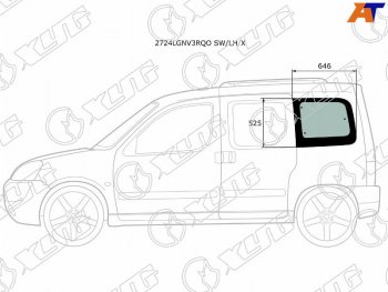 1 739 р. Стекло кузова боковое (не опускное) (Слева Цвет зеленый) Citroen Berlingo 96-12  Peugeot Partner 9 XYG 2724LGNV3RQO SW/LH/X  с доставкой в г. Воронеж. Увеличить фотографию 1
