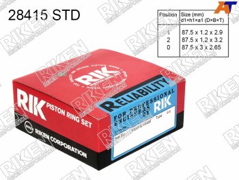 3 399 р. Кольца поршневые (комплект) STD TOYOTA CAMRYHARRIERHIGHLANDERKLUGERRX300 1MZ-FE 03- RIKEN 28415 STD  с доставкой в г. Воронеж. Увеличить фотографию 1