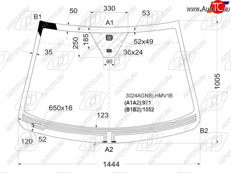 8 599 р. Стекло лобовое (Обогрев щеток Датчик дождя) Chevrolet Captiva 06-15  Opel Antara 06-15  Daewoo Wi FUYAO 3024AGNBLHMV1B  с доставкой в г. Воронеж