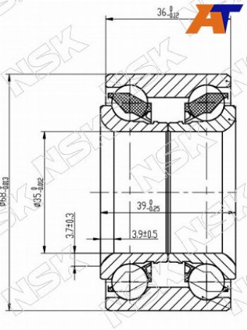 2 399 р. Подшипник передней ступицы NISSAN MARCHMICRACUBE 90-02 NSK 35BWD16JB5CA  с доставкой в г. Воронеж. Увеличить фотографию 1